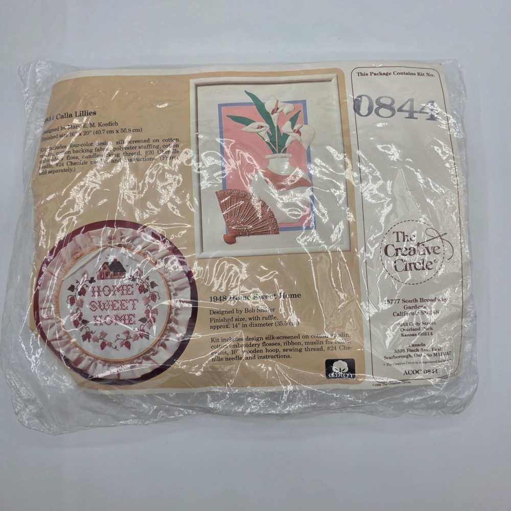 The Creative Circle Needlepoint Kit Calla Lilies Home‎ Sweet Home 1986